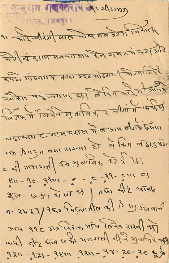 Inde India Entier Postal Stationary  — Verso