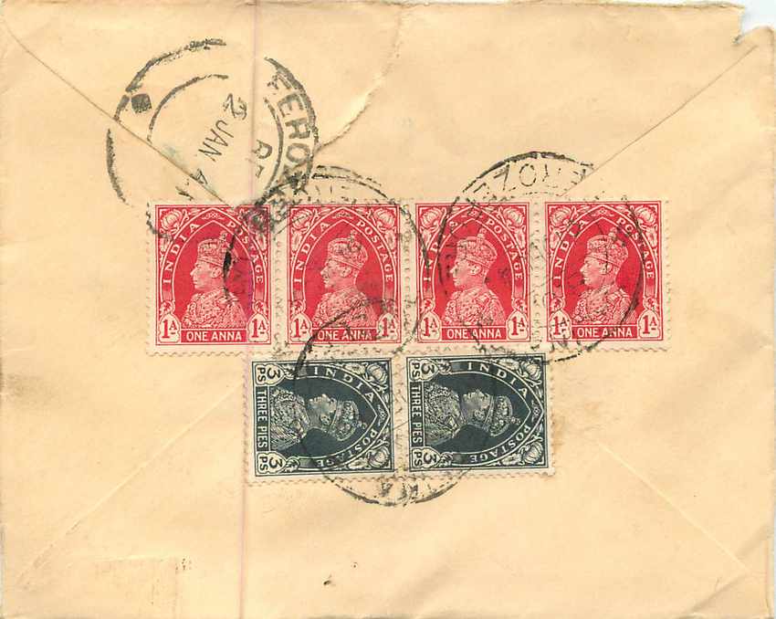 Inde India Entier Postal Stationary  — Verso