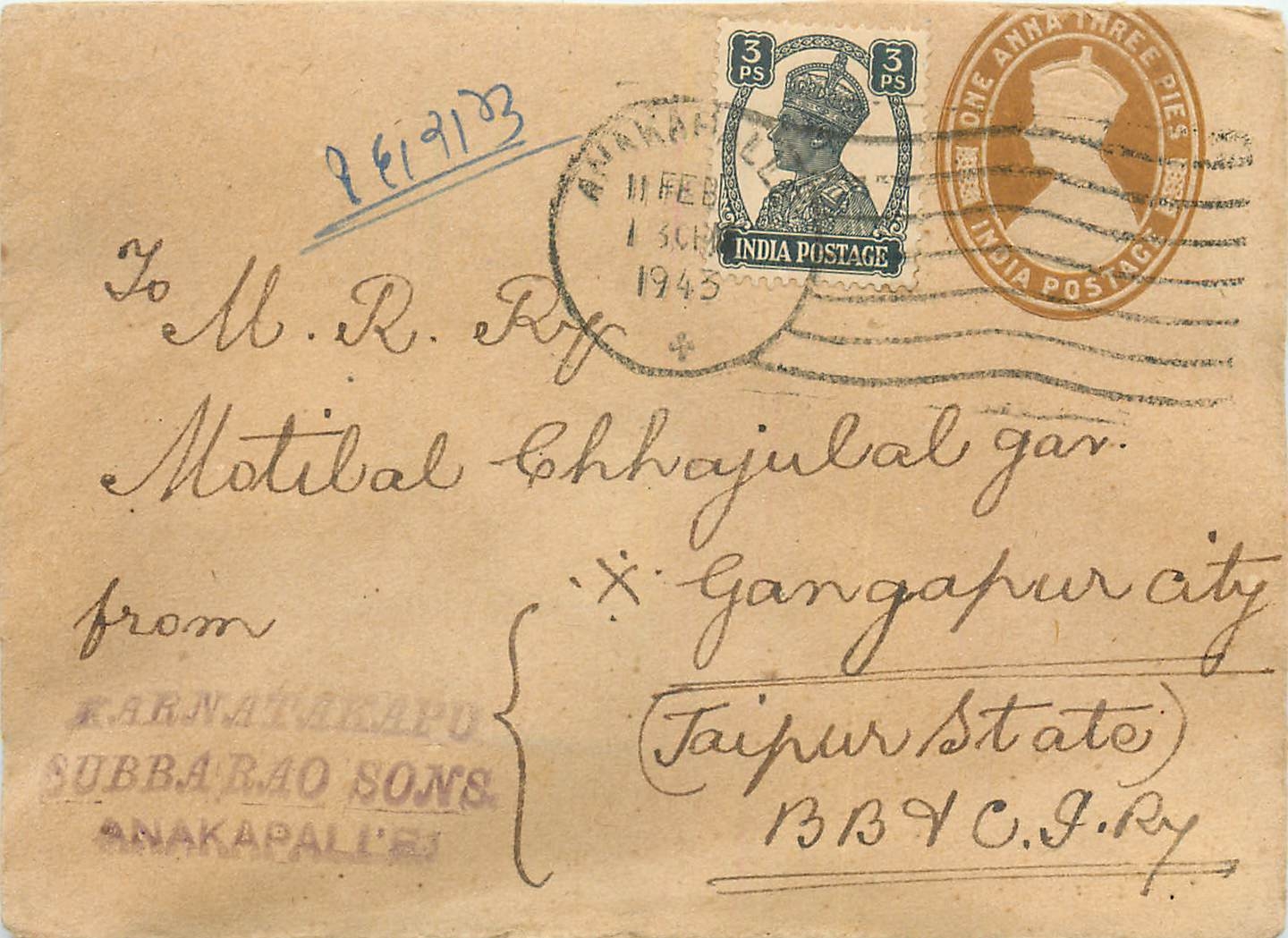 Inde India Entier Postal Stationary 