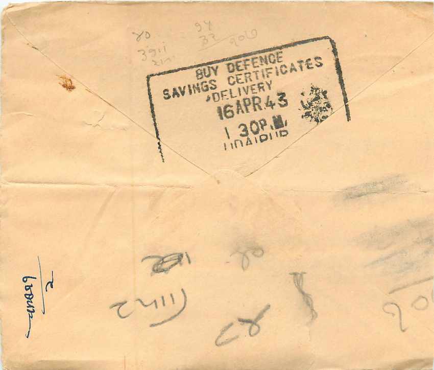 Inde India Entier Postal Stationary  — Rückseite