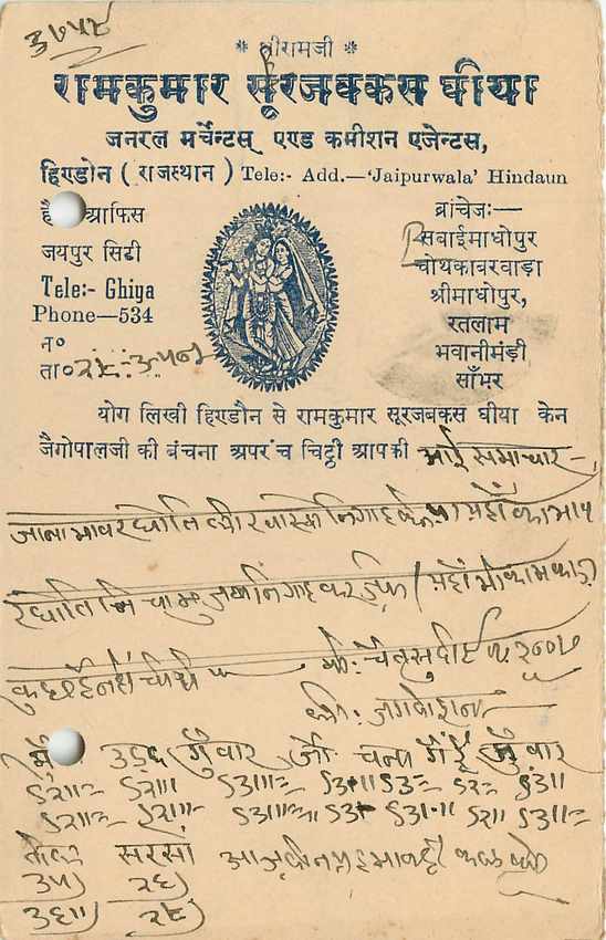 Inde India Entier Postal Stationary  — Rückseite