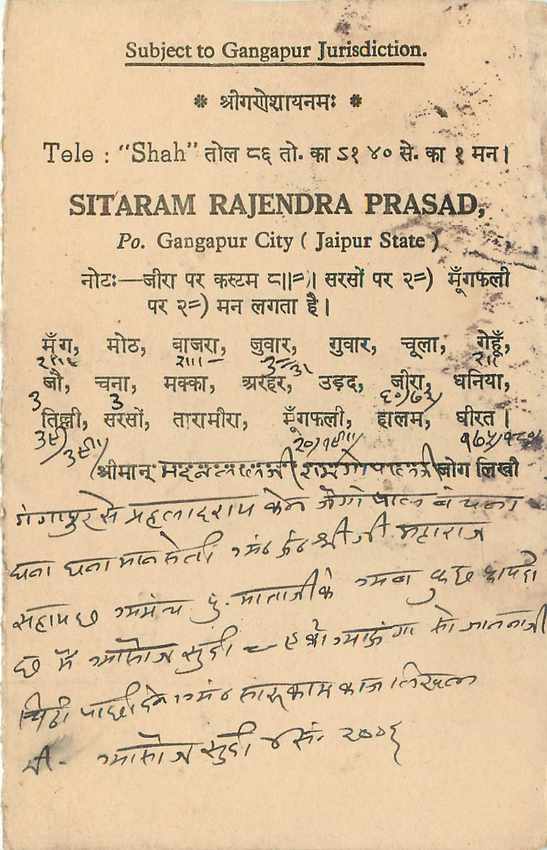 Inde India Jaipur Cover Card  — Rückseite