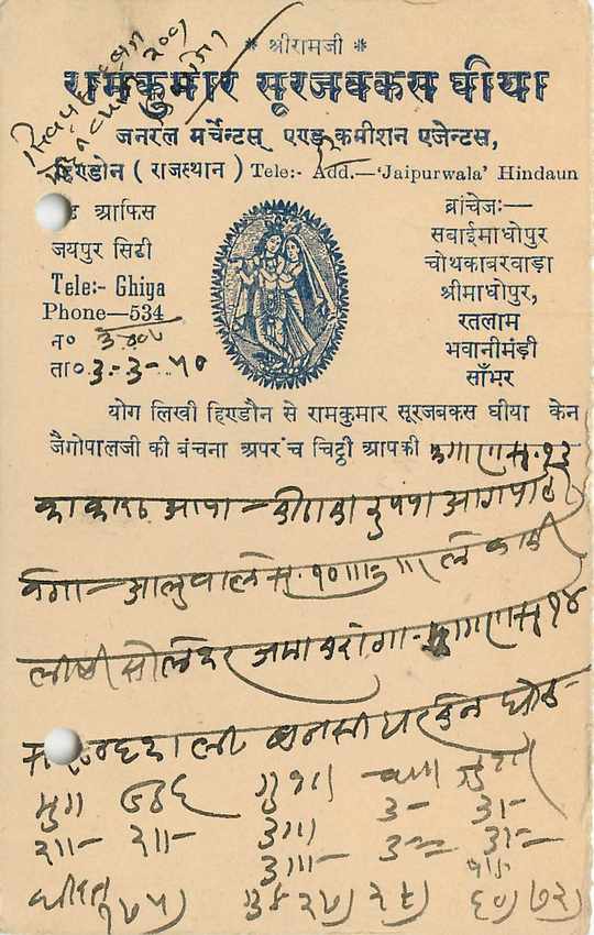 Inde India Jaipur Cover Card  — Rückseite