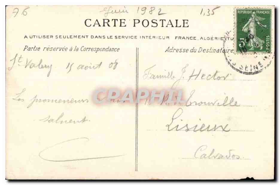 Saint Valery en Caux CPA Vieux clocher sur la falaise — Verso