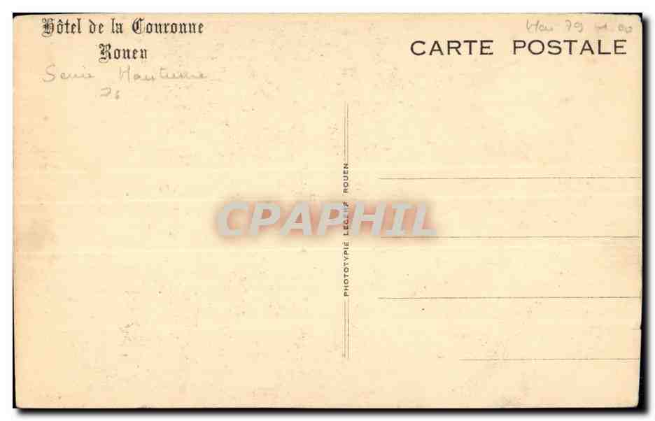 Rouen CPA Hotel de la couronne — Verso