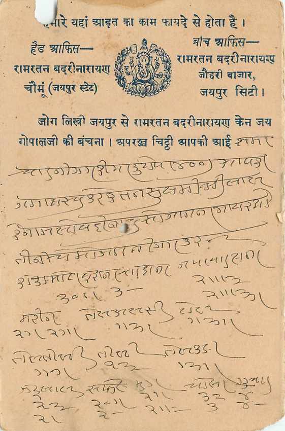 Inde India Jaipur Cover Card  — Rückseite