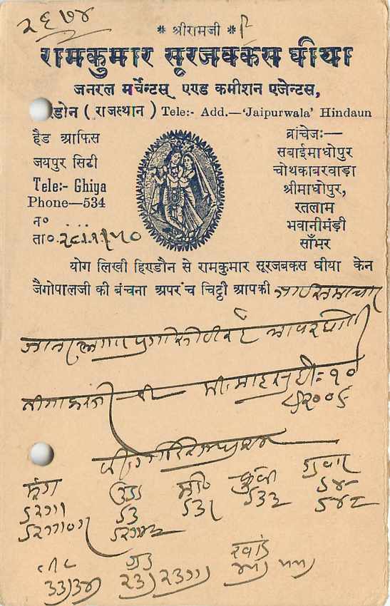 Inde India Jaipur Cover Card  — Rückseite