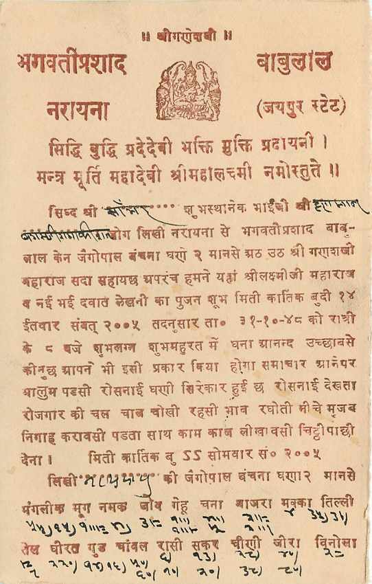 Inde India Jaipur Cover Card  — Rückseite