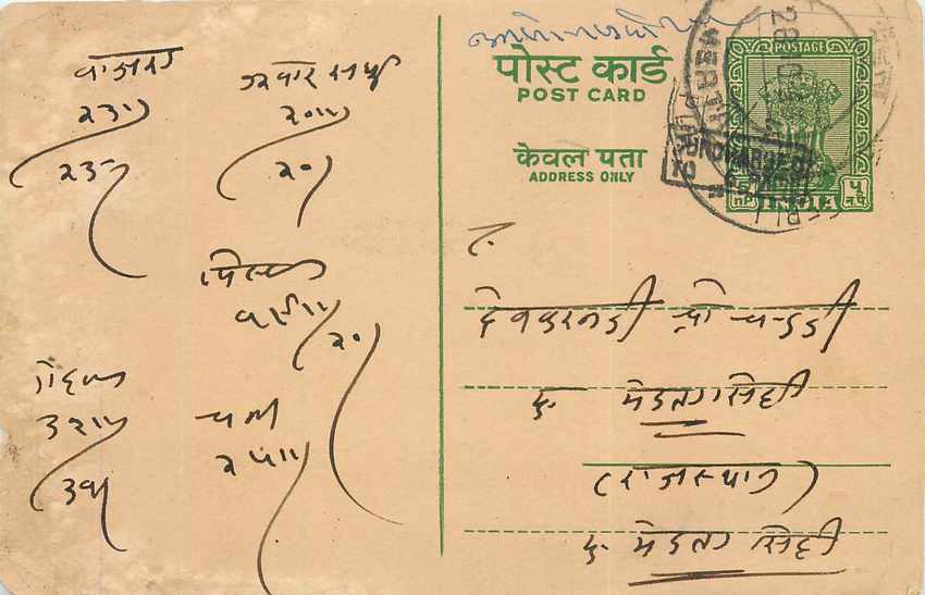 Inde India Jaipur Entier Postal Stationary 