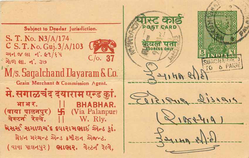 Inde India Jaipur Entier Postal Stationary 