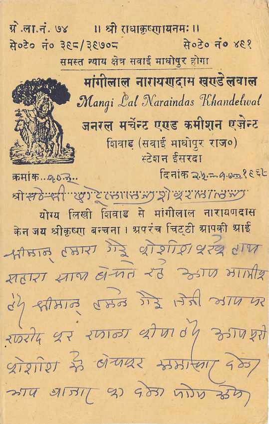 Inde India Jaipur Entier Postal Stationary  — Verso