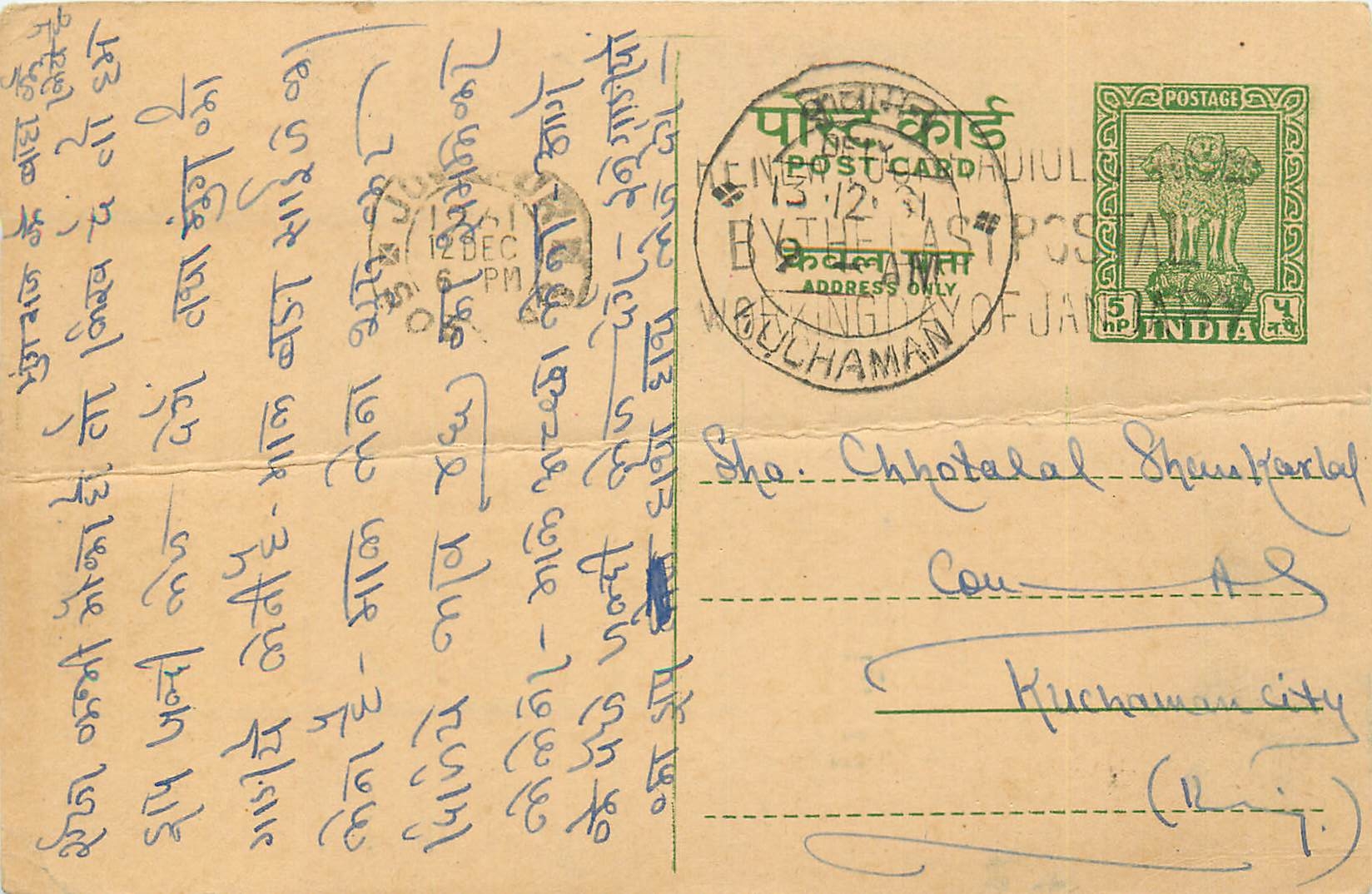 Inde India Entier Postal Stationary Tigre