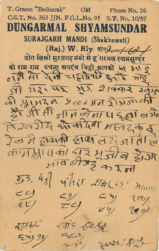 Inde India Entier Postal Stationary Tigre — Verso