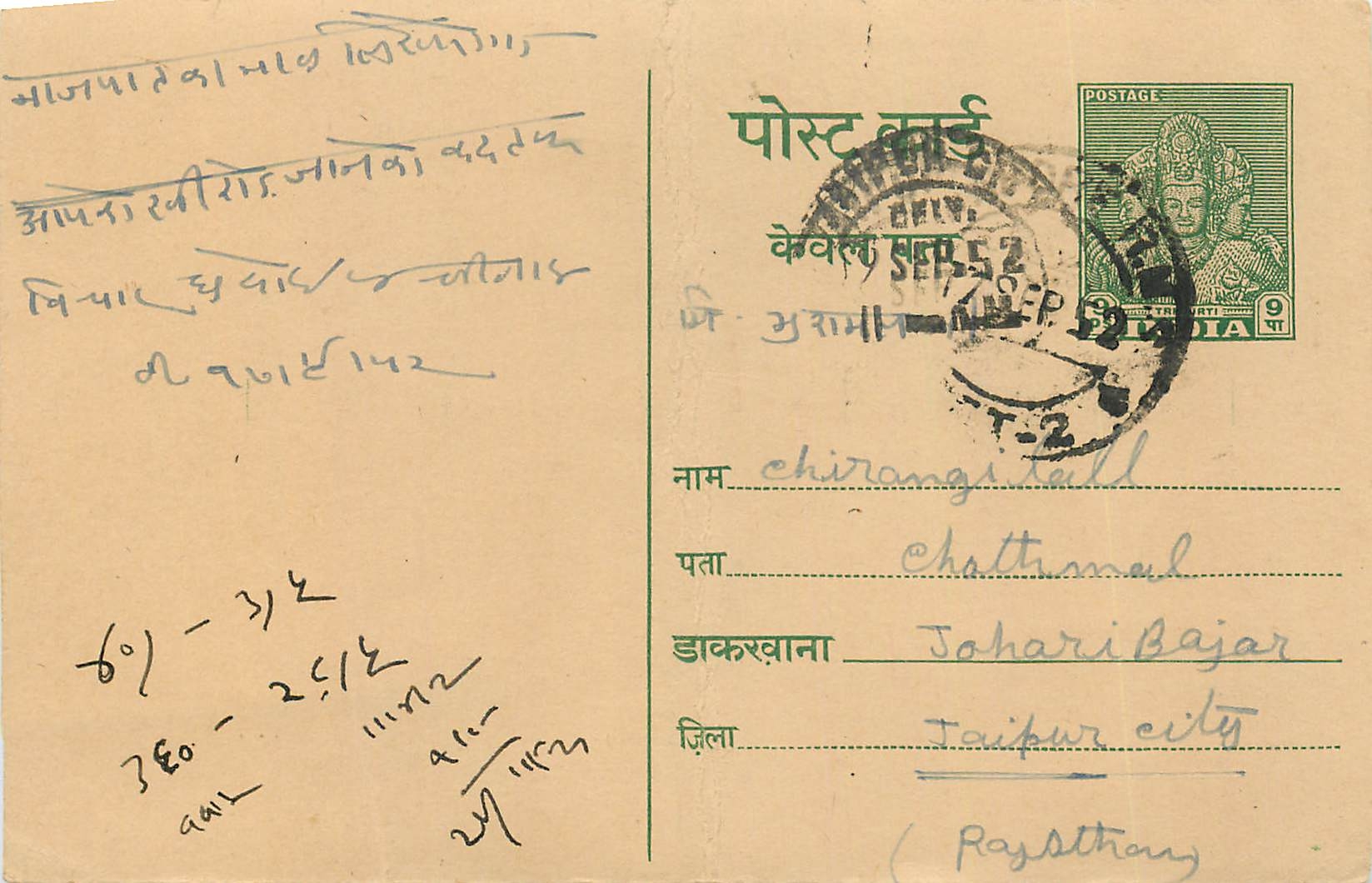 Inde India Entier Postal Stationary Tigre