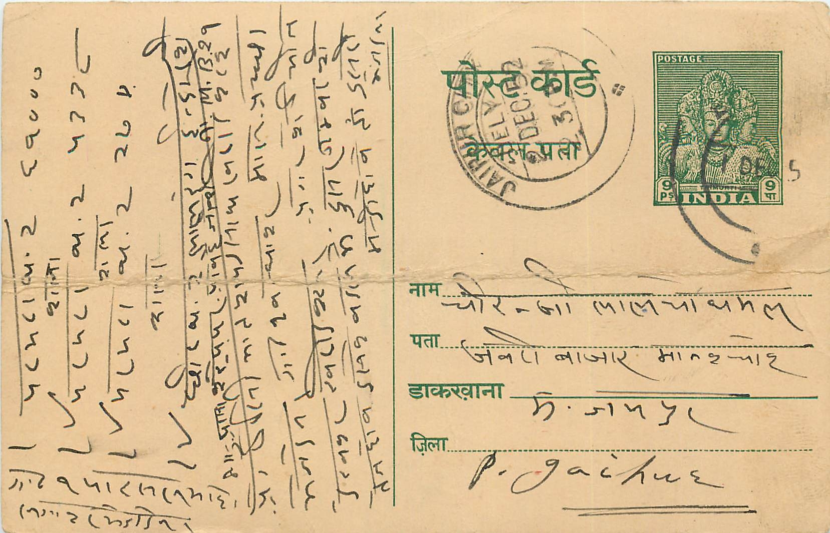 Inde India Entier Postal Stationary Tigre