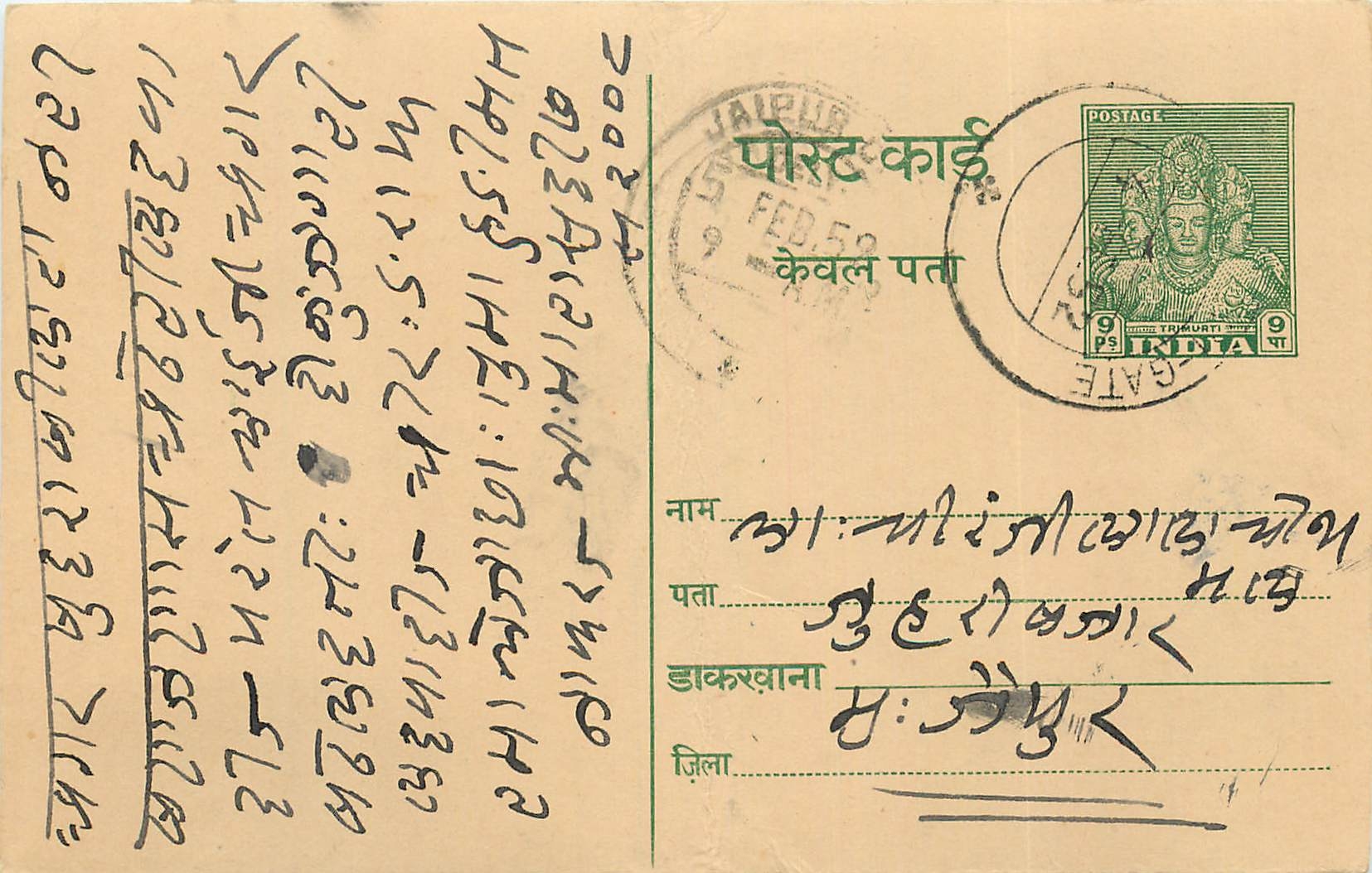 Inde India Entier Postal Stationary Tigre