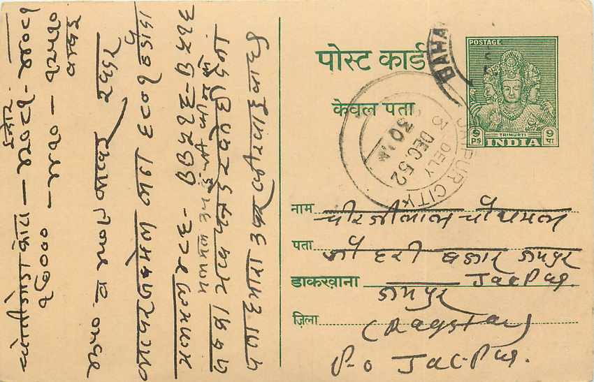Inde India Entier Postal Stationary Tigre