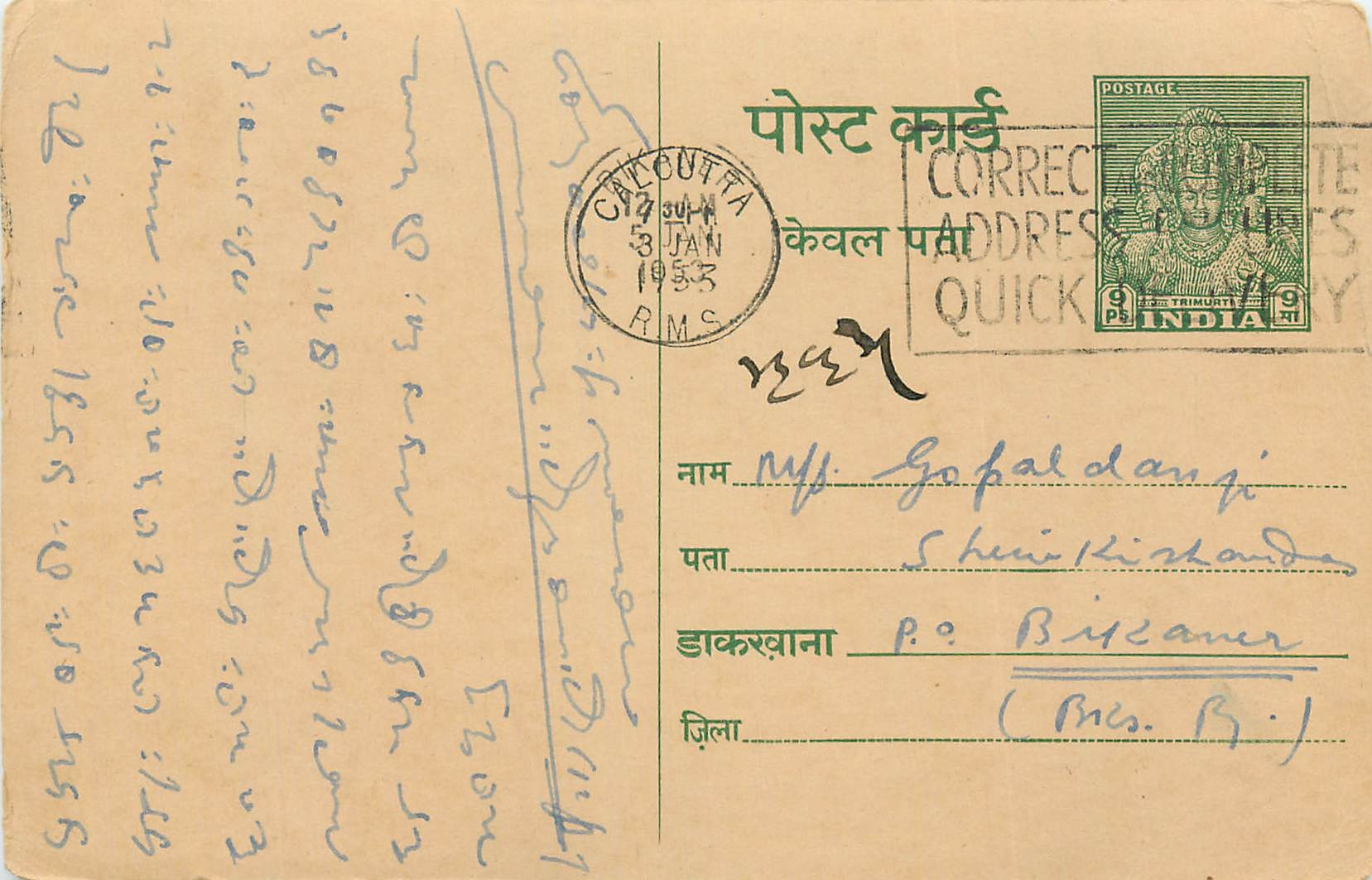 Inde India Entier Postal Stationary Tigre