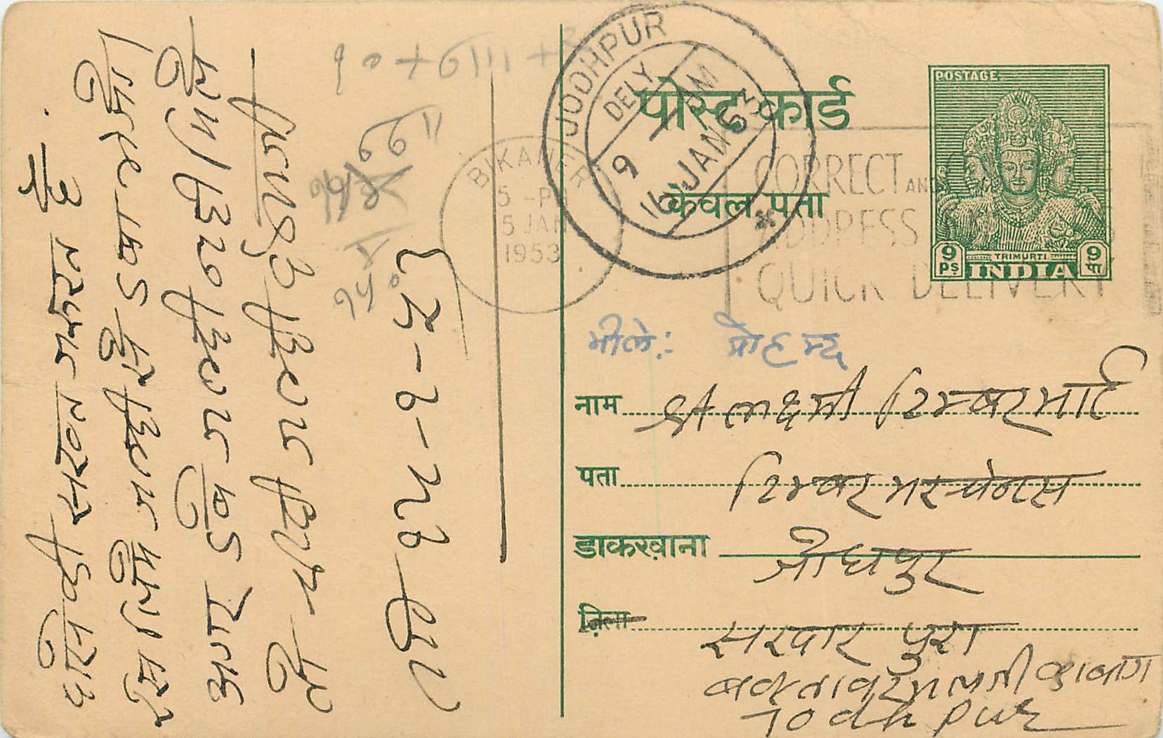 Inde India Entier Postal Stationary Tigre