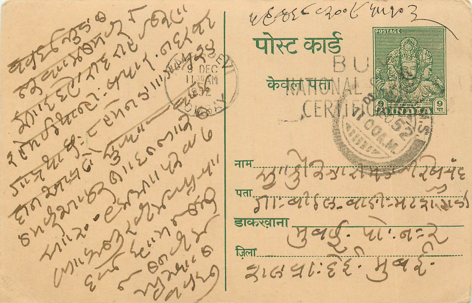 Inde India Entier Postal Stationary Tigre