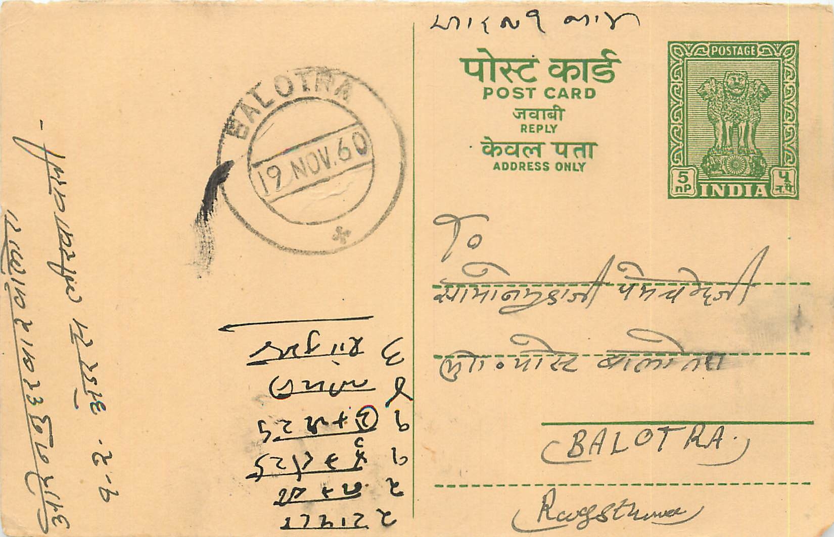 Inde India Entier Postal Stationary Tigre