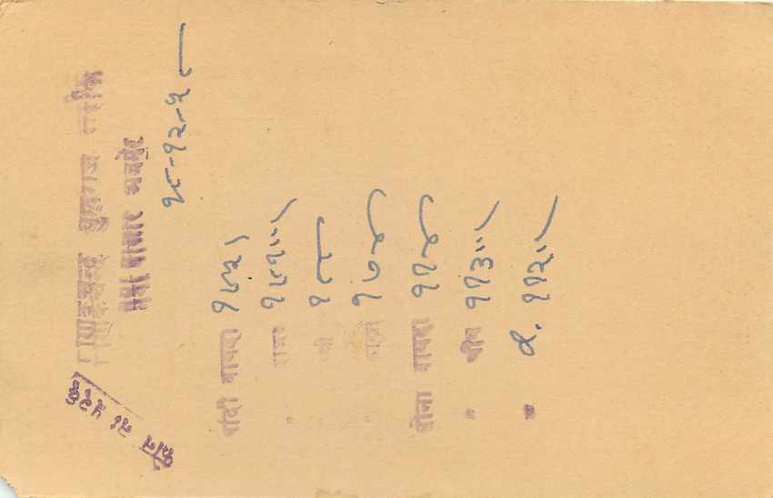 Inde India Entier Postal Stationary Tigre — Verso