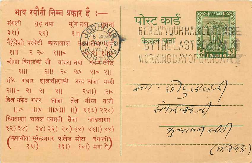 Inde India Entier Postal Stationary Tigre