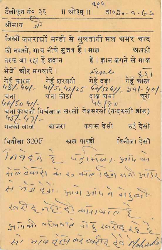 Inde India Cover Card  — Verso