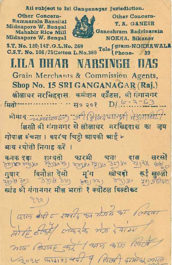 Inde India Cover Card  — Verso