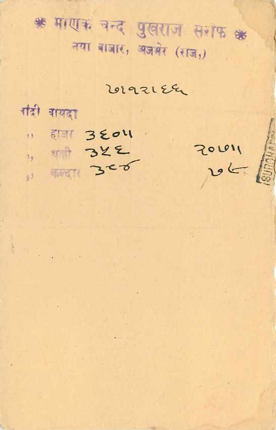 Inde India Cover Card  — Verso