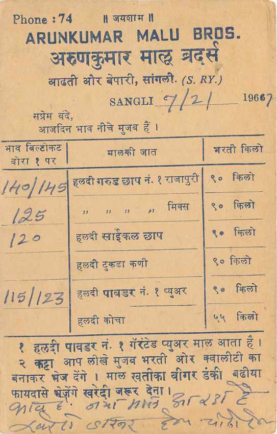 Inde India Cover Card  — Verso
