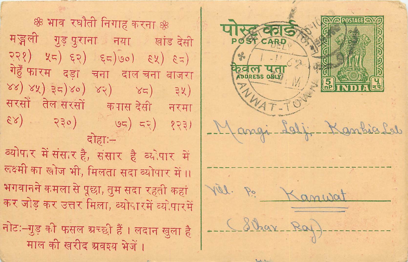 Inde India Cover Card 