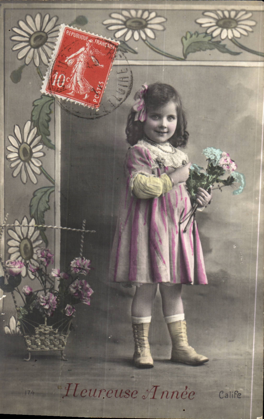 CPA Fantaisie Jeune fille Heureuse annee
