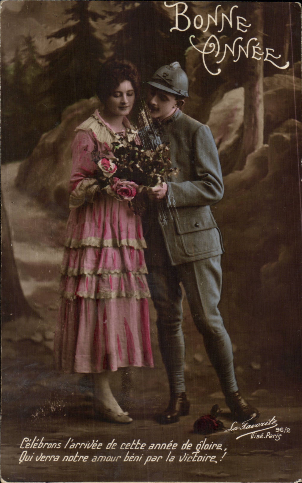 Soldat et femme — Bonne Année 1919 — La Favorite, Paris, n° 96/2