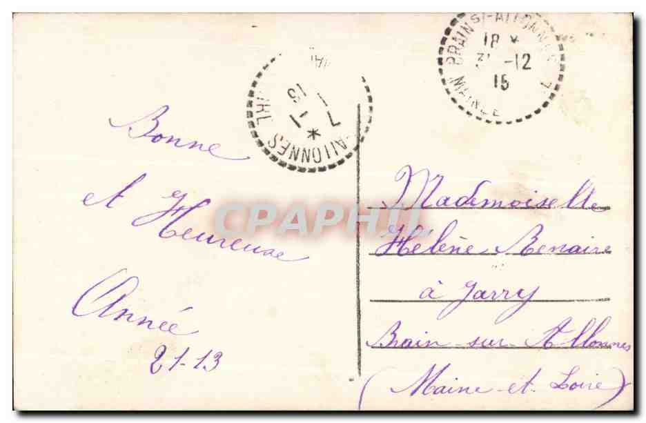 Soldat et femme dans un paysage hivernal — J.K. — 5c République Française — Reverso