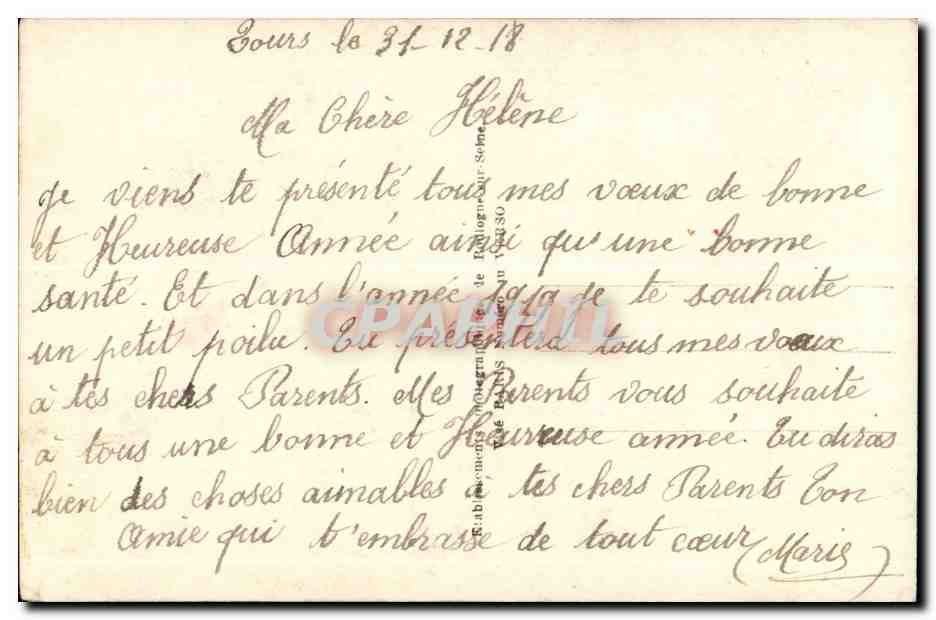 Soldat et femme — Année 1917 — Dix Paris 2197 — Verso