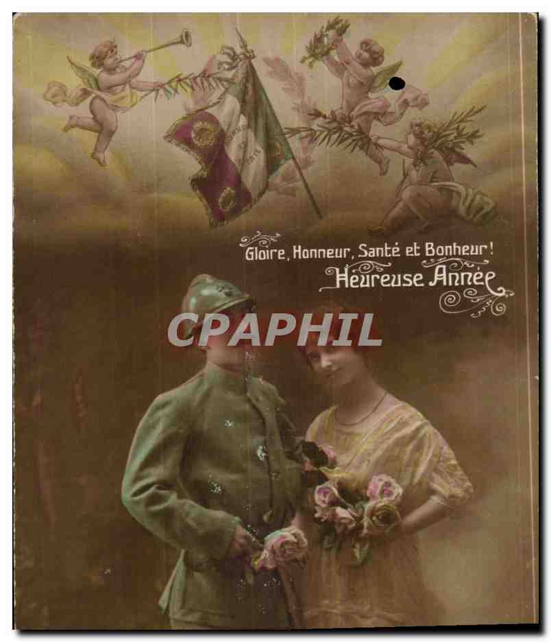 CPA Fantaisie Femme Bonne annee (militaria militaire)