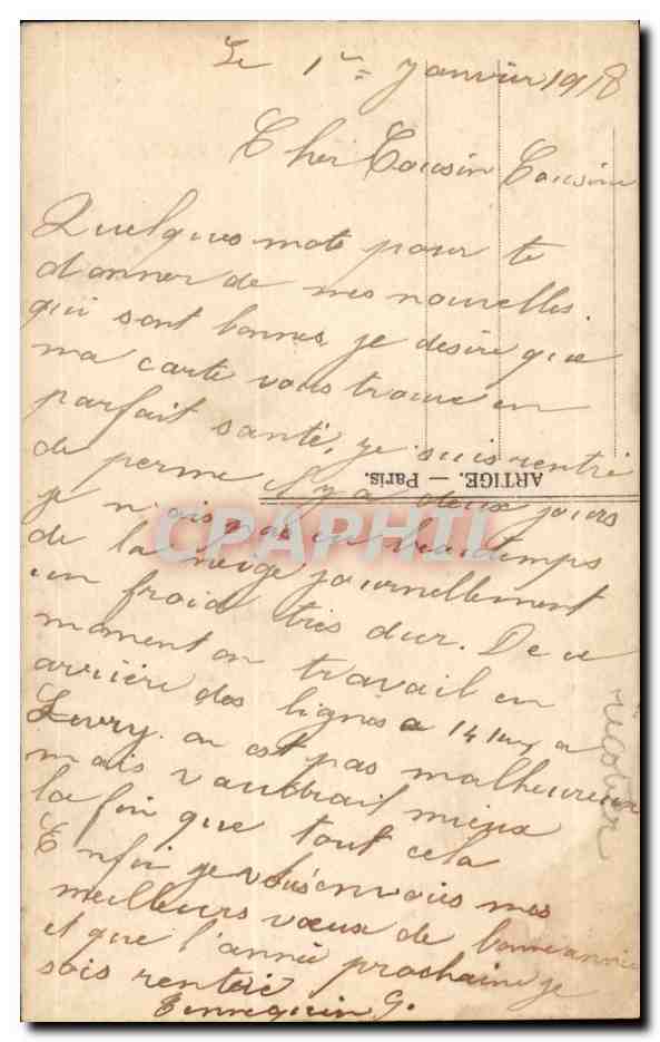 CPA Fantaisie Homme Bonne annee (militaria militaire) — Rückseite