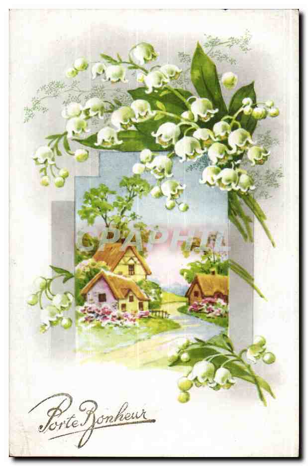 CPA Fantaisie Fleurs Porte bonheur
