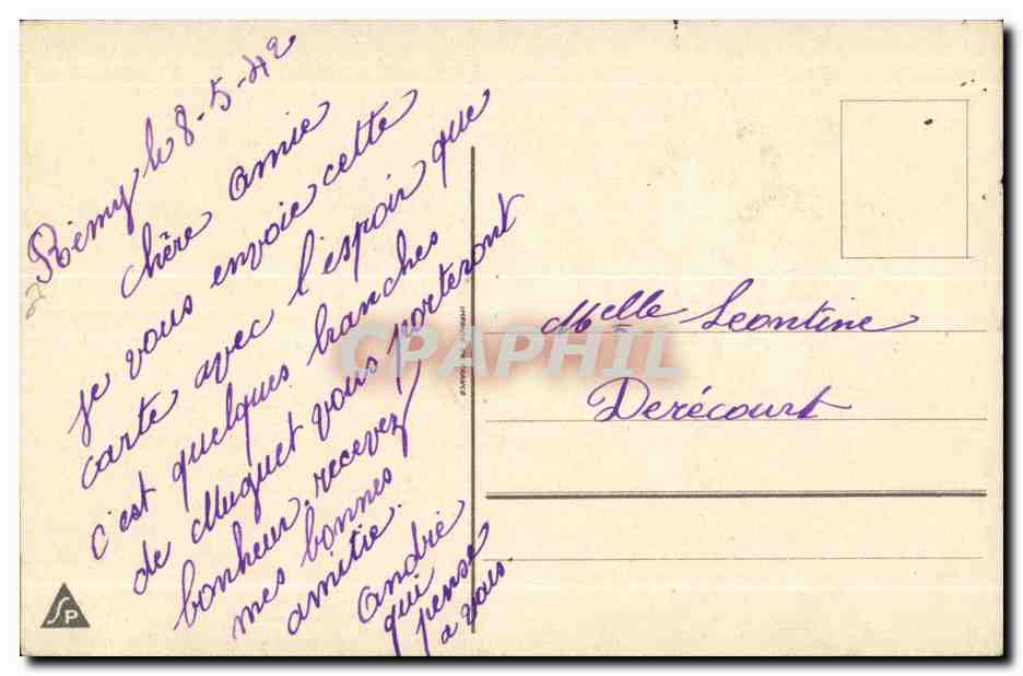 CPA Fantaisie Fleurs Porte bonheur — Back