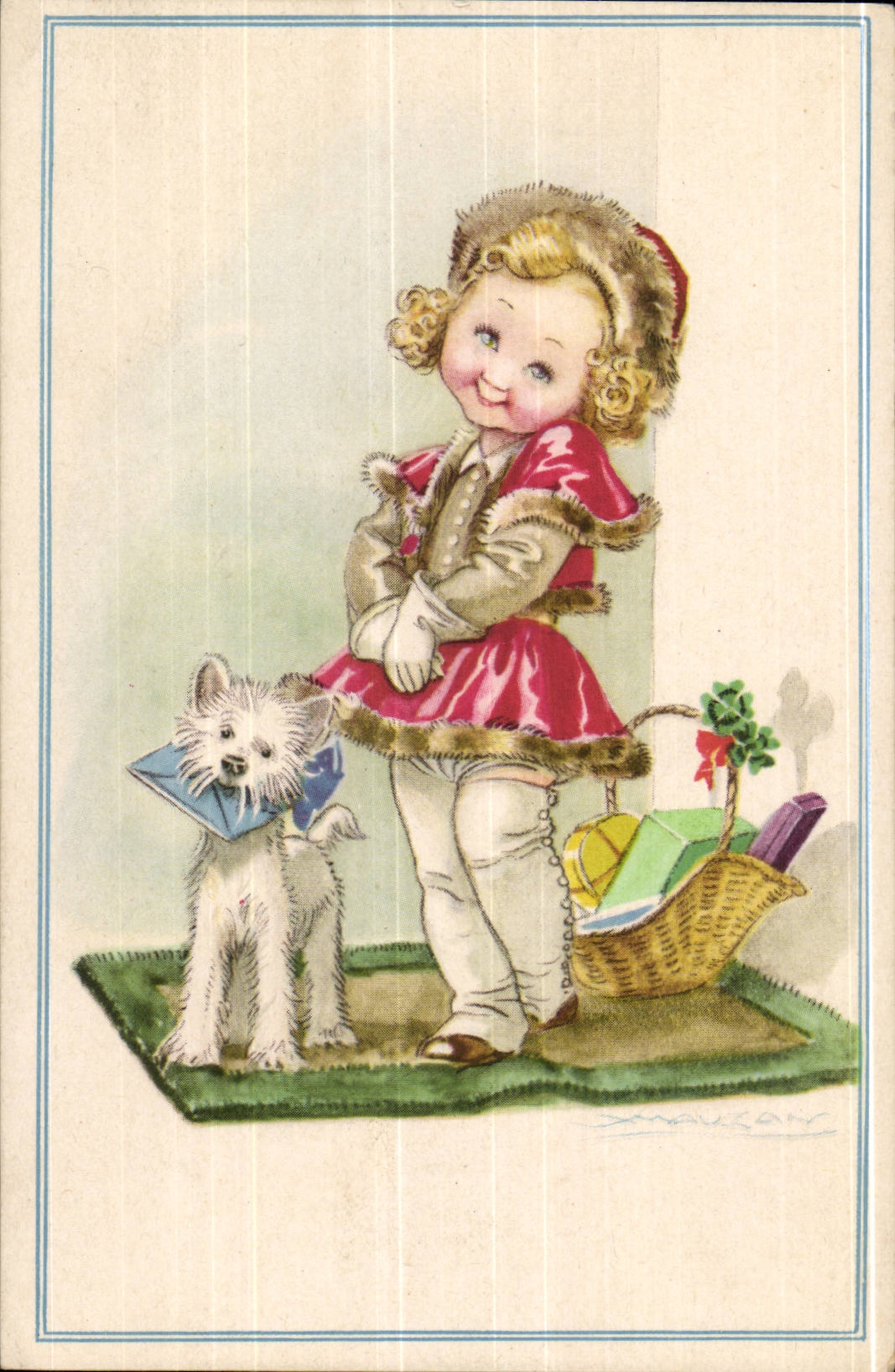 CPA Fantaisie Enfant et chien (dog)