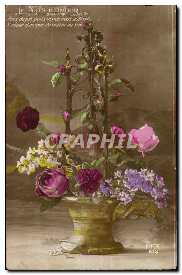 CPA Fantaisie Fleurs Le puits d'amour