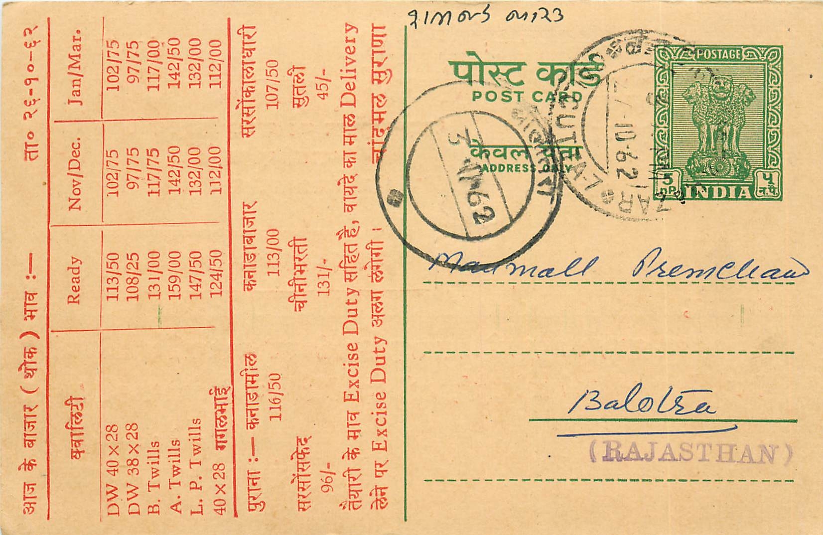 Inde India Entier Postal Stationary Tigre