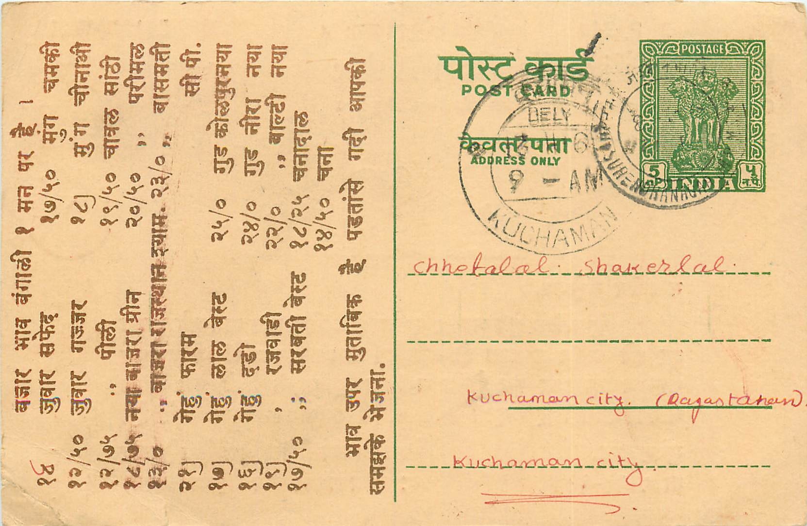 Inde India Entier Postal Stationary Tigre