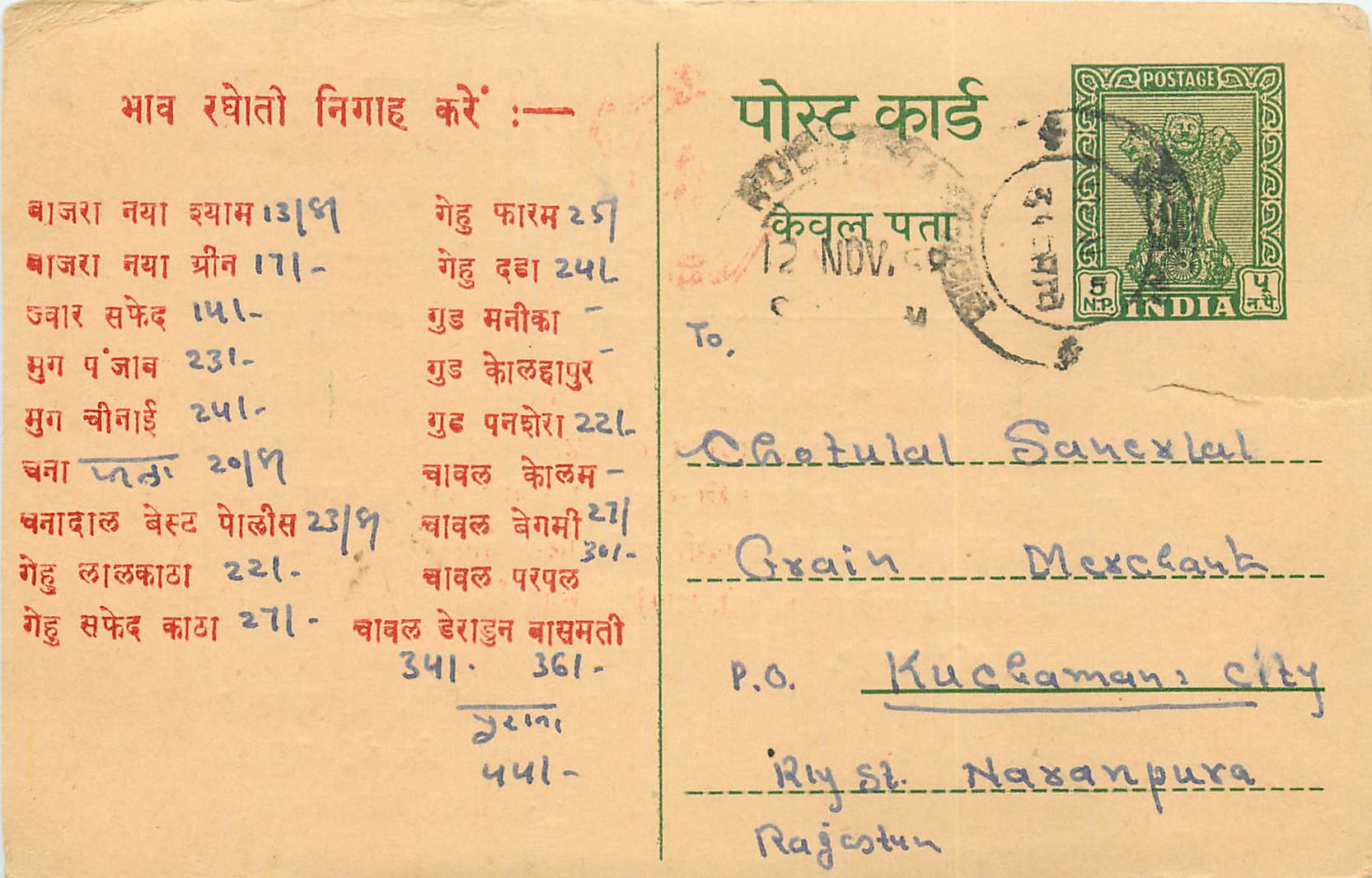 Inde India Entier Postal Stationary Tigre