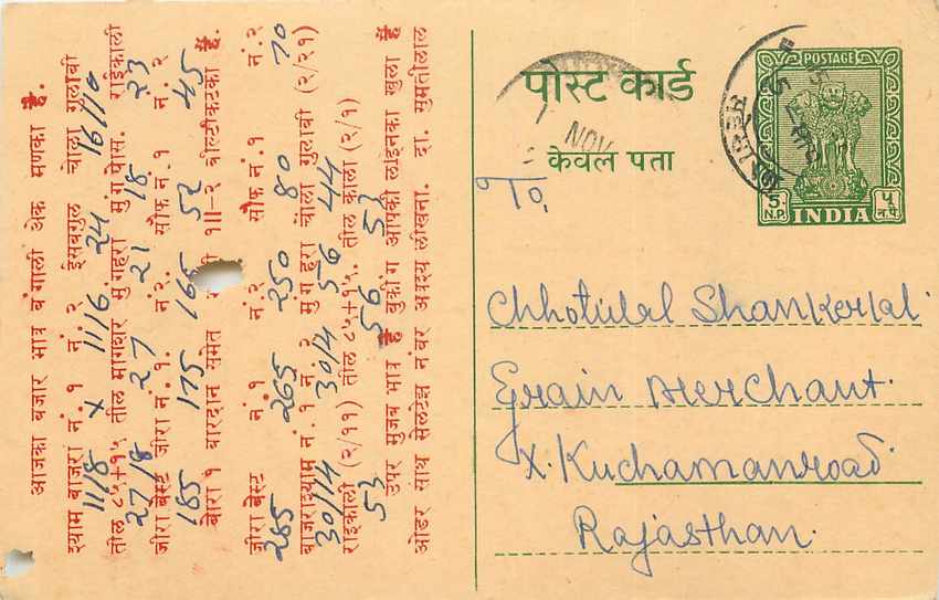 Inde India Entier Postal Stationary Tigre