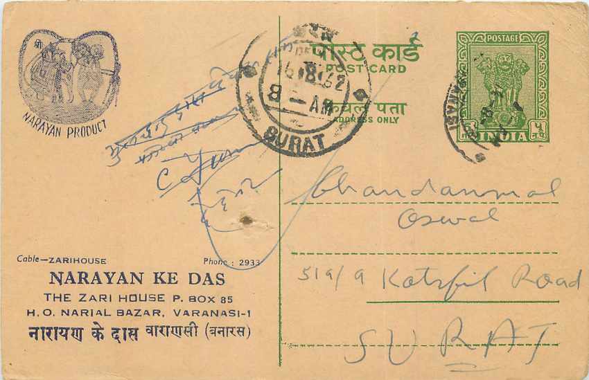Inde India Entier Postal Stationary Tigre