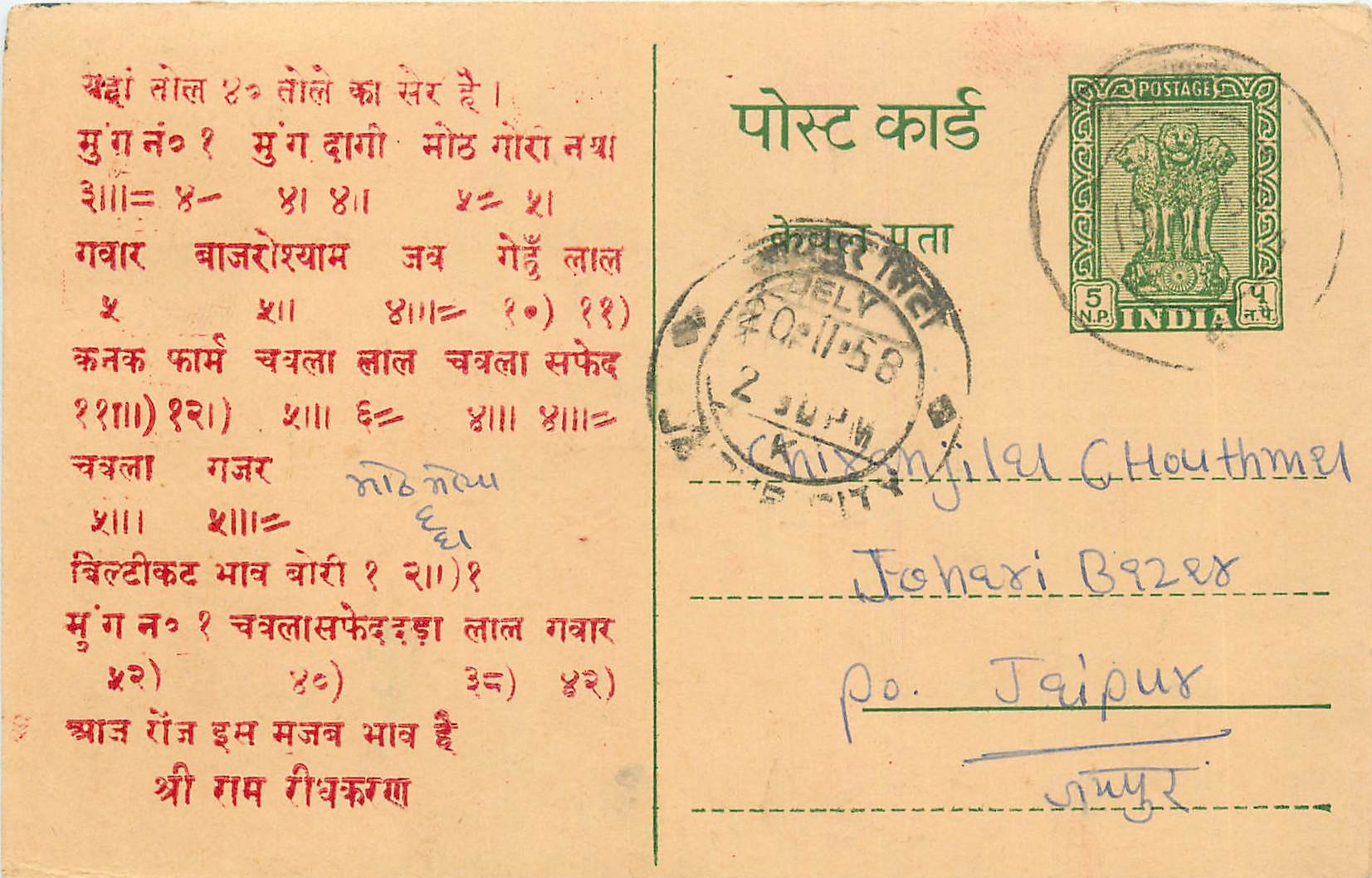 Inde India Entier Postal Stationary Tigre