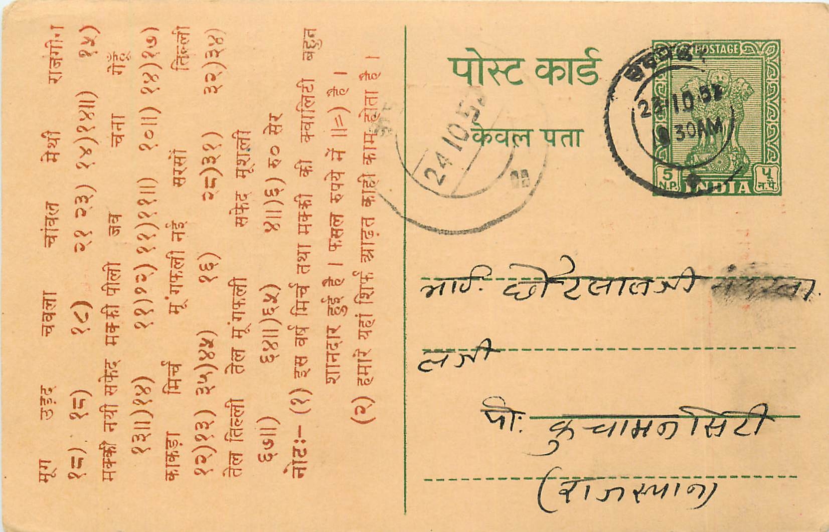 Inde India Entier Postal Stationary Tigre