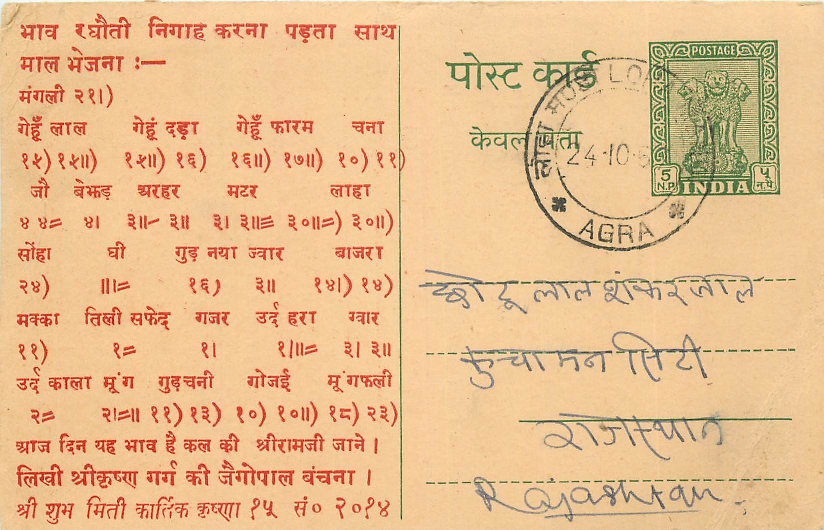 Inde India Entier Postal Stationary Tigre